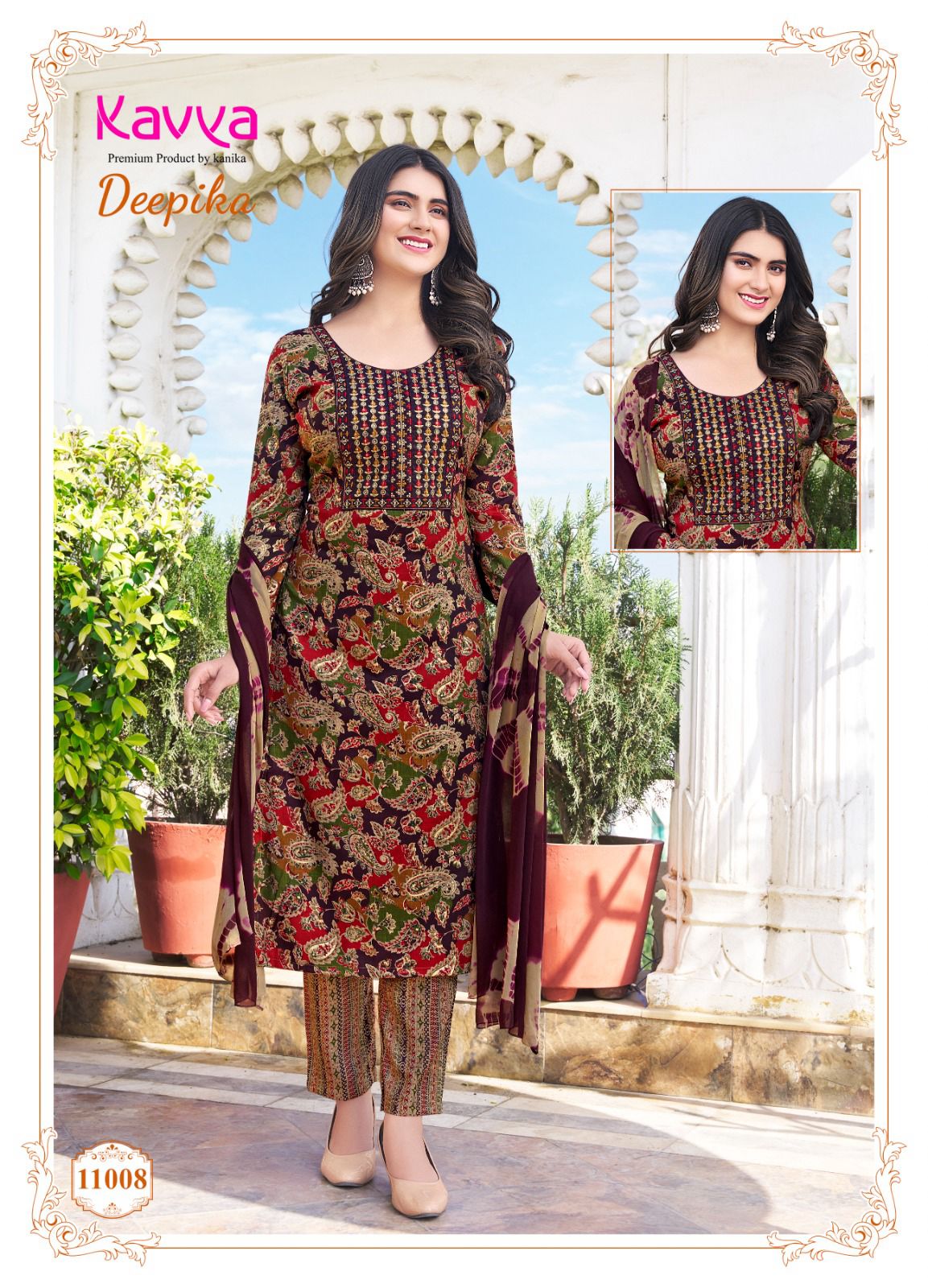 Deepika Vol 11 By Kavya Straight Cut Embroidery Kurti With Bottom Dupatta Wholesale Market
